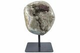Sparkling Purple/Grey Quartz Geode Section - Metal Stand #171775-3